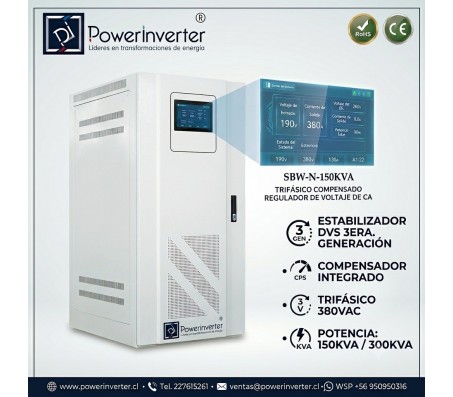 ESTABILIZADOR COMPENSADOR - TRIFASICO 380VAC 150KVA SBW - PRO